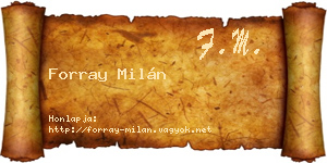 Forray Milán névjegykártya