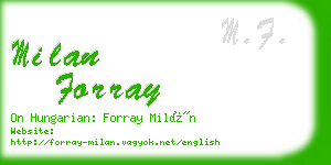 milan forray business card